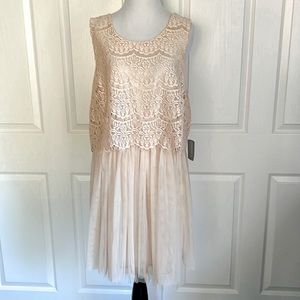 Forever 21 Plus Blush Lace and Tulle Sleeveless Party Dress Juniors Plus Sz 1X